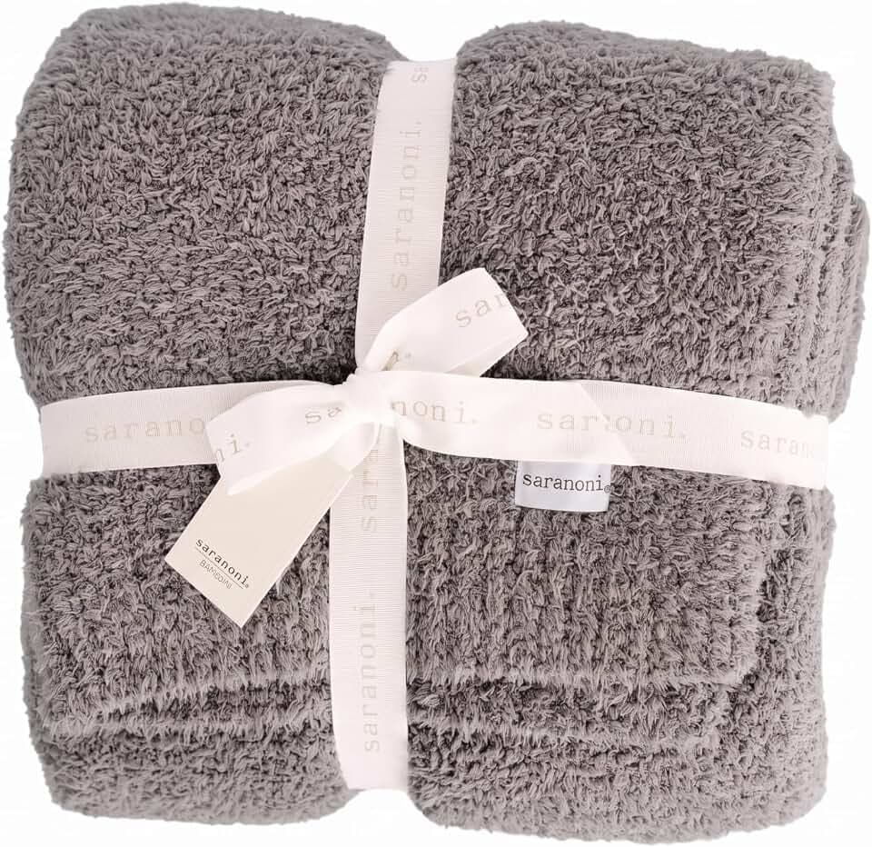 Saranoni Bamboni Luxury Throw Blanket Cozy Plush Home Decor Gray 50" x 60"