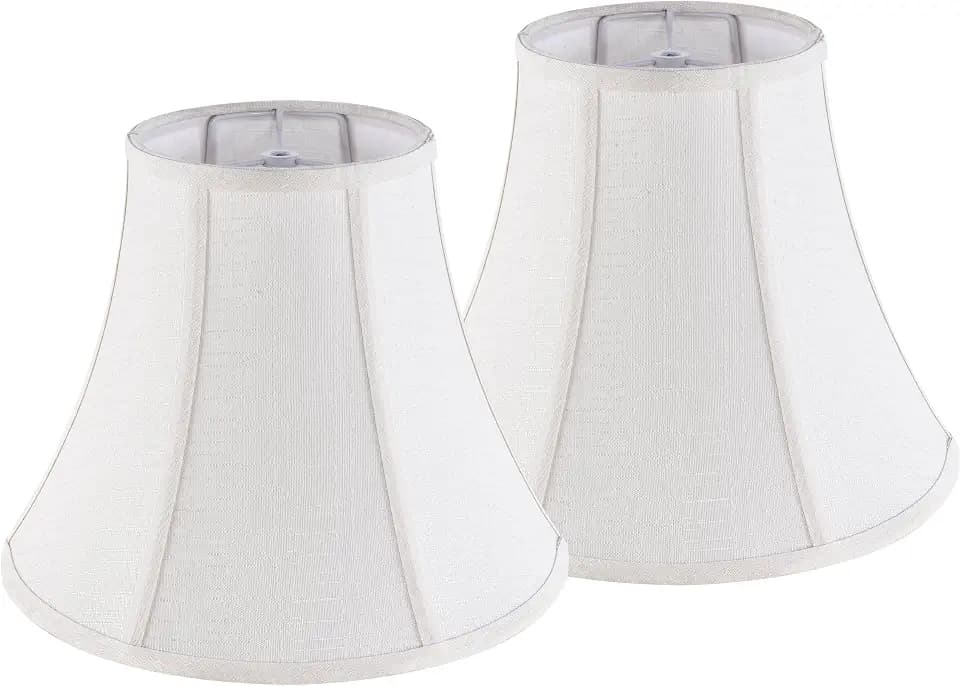 Creme White Bell Lamp Shades Set of 2 Medium Shade 6.7``Top x 13``Bottom x 10``High(Spider) Traditional Lampshade for Table & Bedside Lamp - Replacement Lampshades By JERHOUS