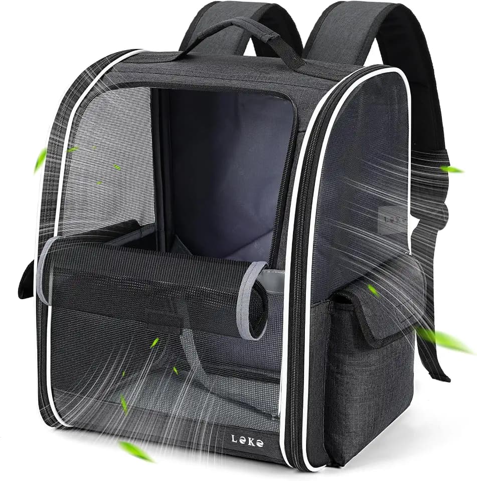 Lekereise Dog Carrier Backpack for Small Medium Dogs Cats up to 18 lbs, Breathable Pet Backpack Carrier with 3 Entrances, Collapsible Cat Backpack Carrier, Travel Hiking Puppy Backpack