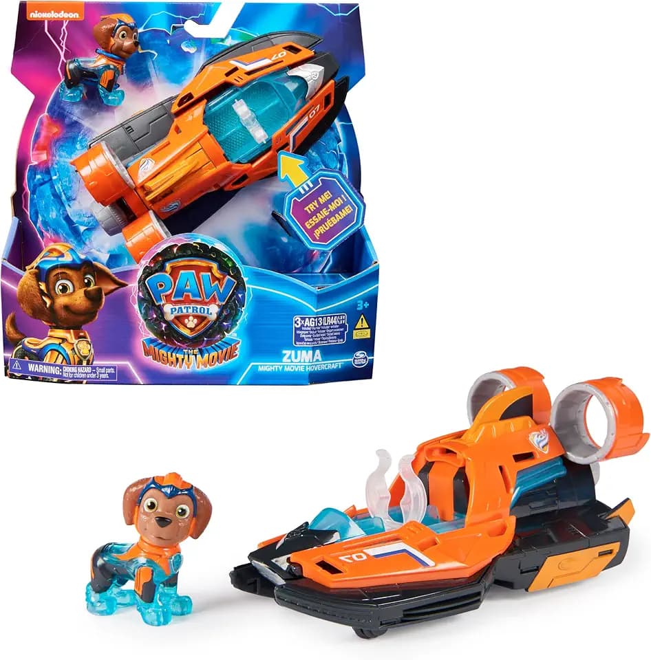 PAW Patrol: The Mighty Movie, Toy Jet Boat with Zuma Mighty Pups Action Figure, Lights and Sounds, Kids’ Toys for Boys and Girls 3+