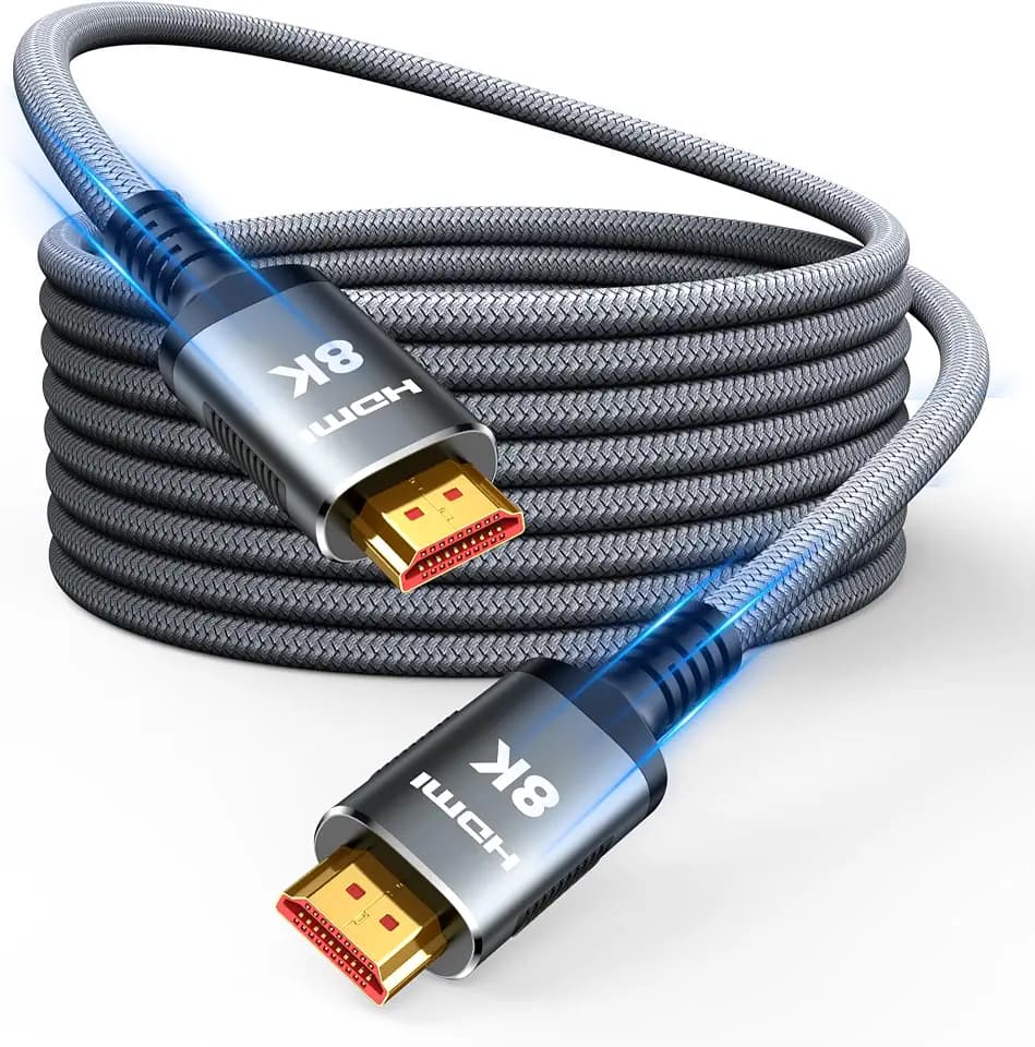 Snowkids 10K 8K HDMI 2.1 Cable 25 ft Grey, 8K@60Hz 4K@120Hz UHD Non-Slip
