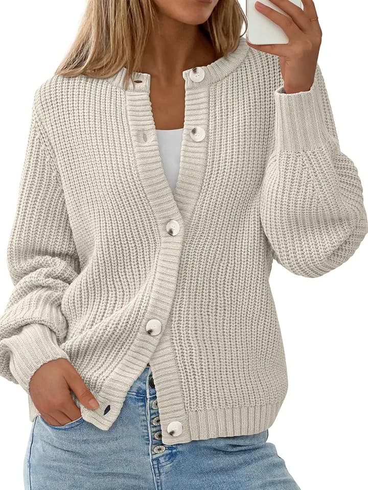 PRETTYGARDEN Women's Chunky Knit Button Up Cardigan Sweaters Outerwear