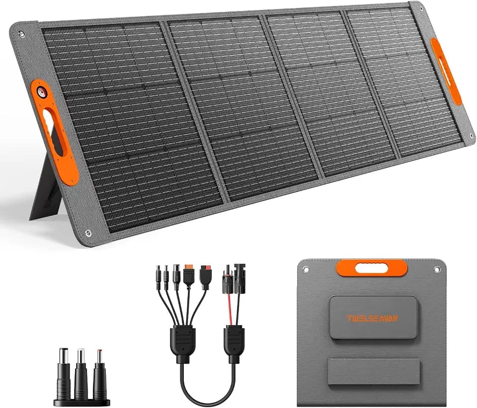 200W Portable Solar Panel for Power Station, 24% High Efficiency ETFE Foldable Solar Panel Charger, QC3.0, Type-C 60W, MC4 Output, IP65 Waterproof, for Outdoor Camping, RV, Emergency Power Supply