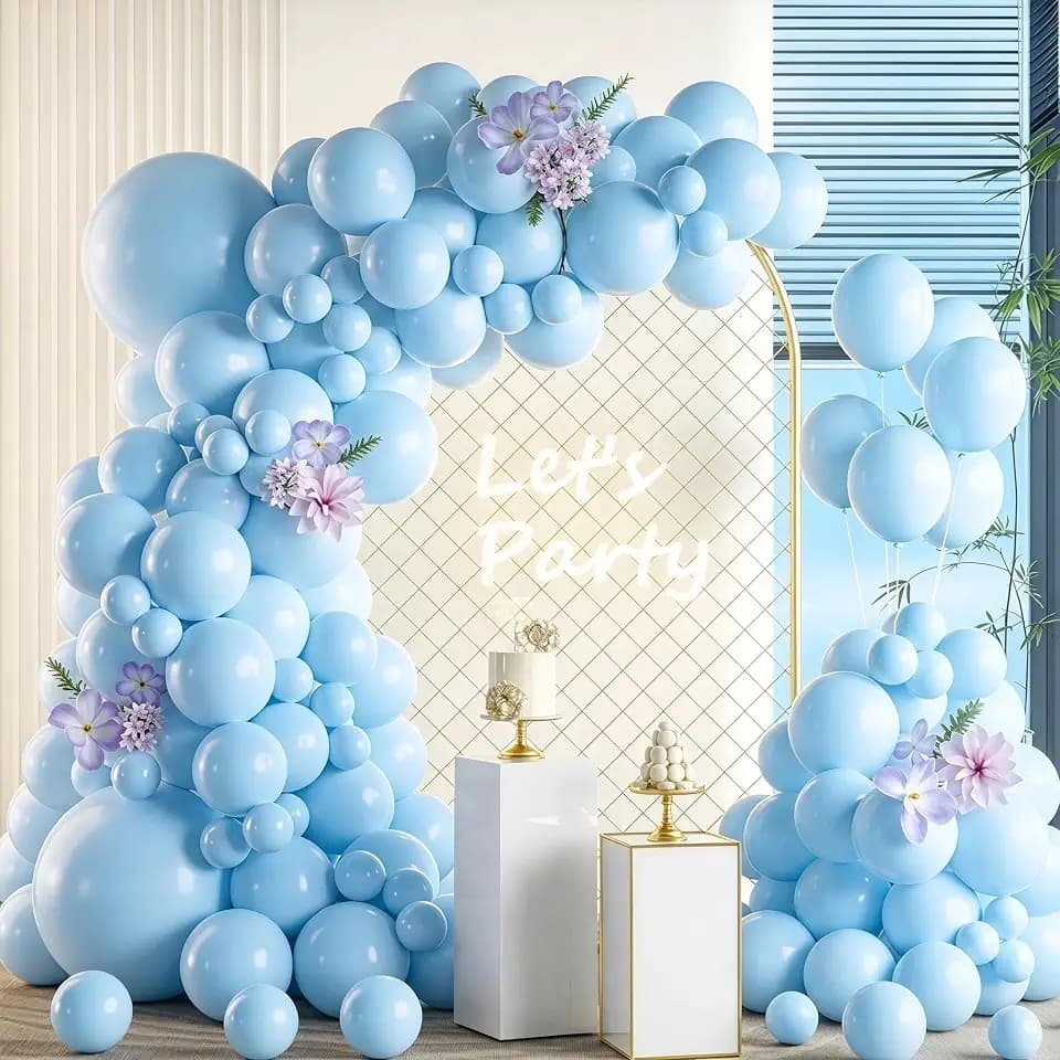 Luftballon Girlande Blau, 105 Stück 5 10 12 18 Zoll Hellblau Ballon Girlande Geburtstag Set, Hellblaue Luftballon Hochzeit Pastell Blau Latex Ballons für Geburtstag Jubiläum Absolvent Party
