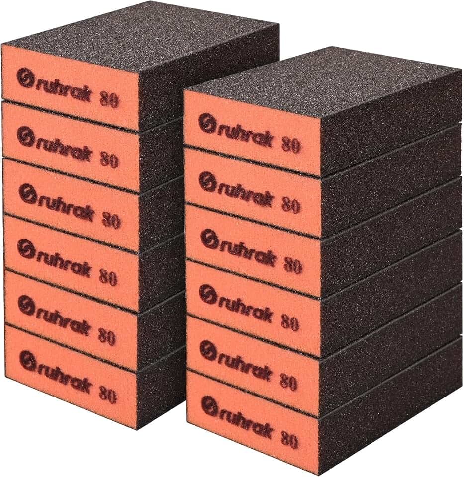 12 Stück Schleifschwamm Set 80 Körnung Hart Schleifblock