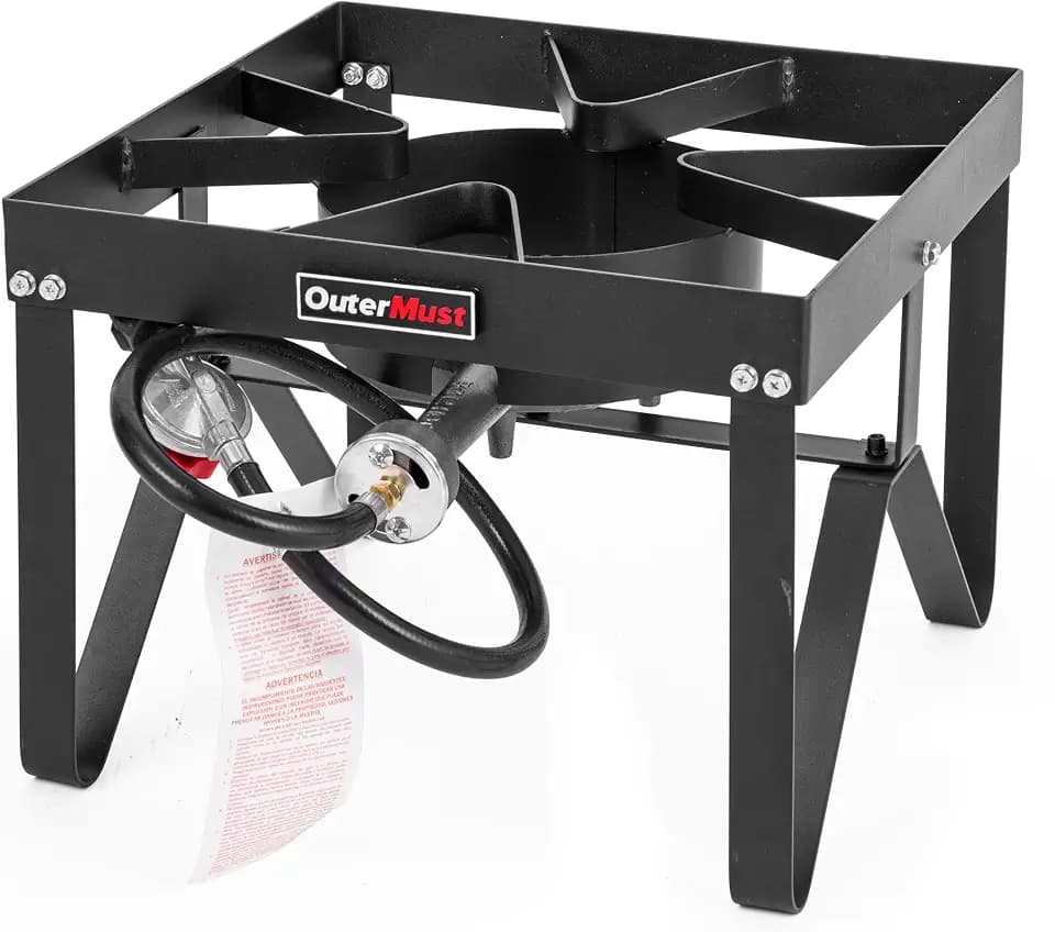 OuterMust Outdoor Propane Burner Heavy Duty Propane Gas Stoves for Cooking with 10 PSI Regulator and Cast Iron Braided Holes Perfect for Home Brewing, Crawfish Boiler, Turkey Fryer and Seafood Boiler