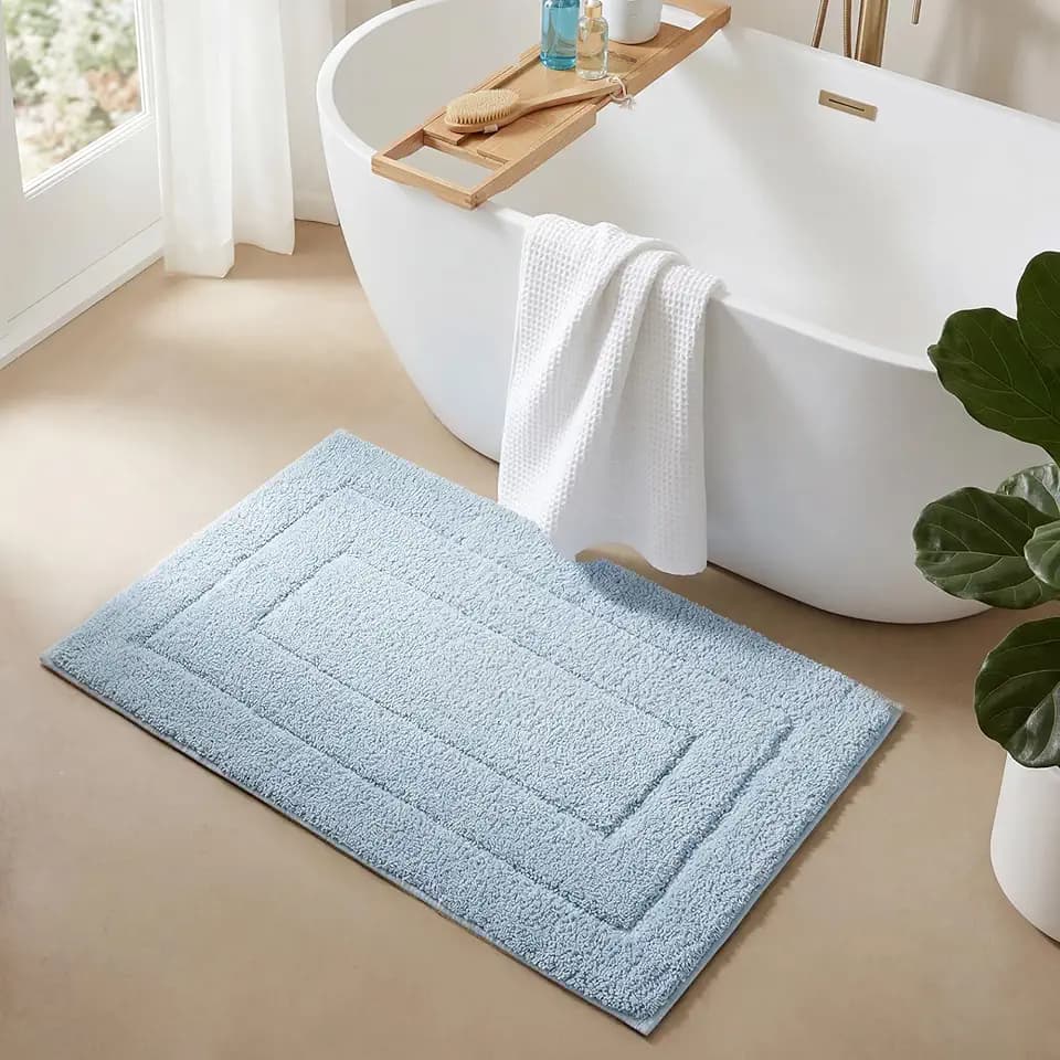 GRANNY SAYS Baby Blue Bathroom Rug 24" x 36", Non-Slip Microfiber Bath Mat