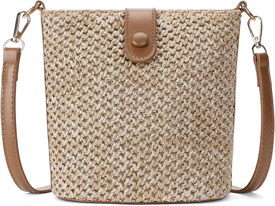 RNIEGA Small Straw Crossbody Bag for Women, Woven Summer Shoulder Phone Purse, Beach Handbag for Vacation Daily