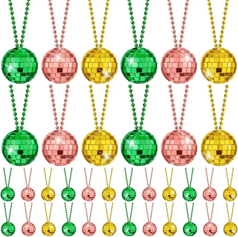 Junkin 48 Pieces Disco Necklaces Decoration Bulk