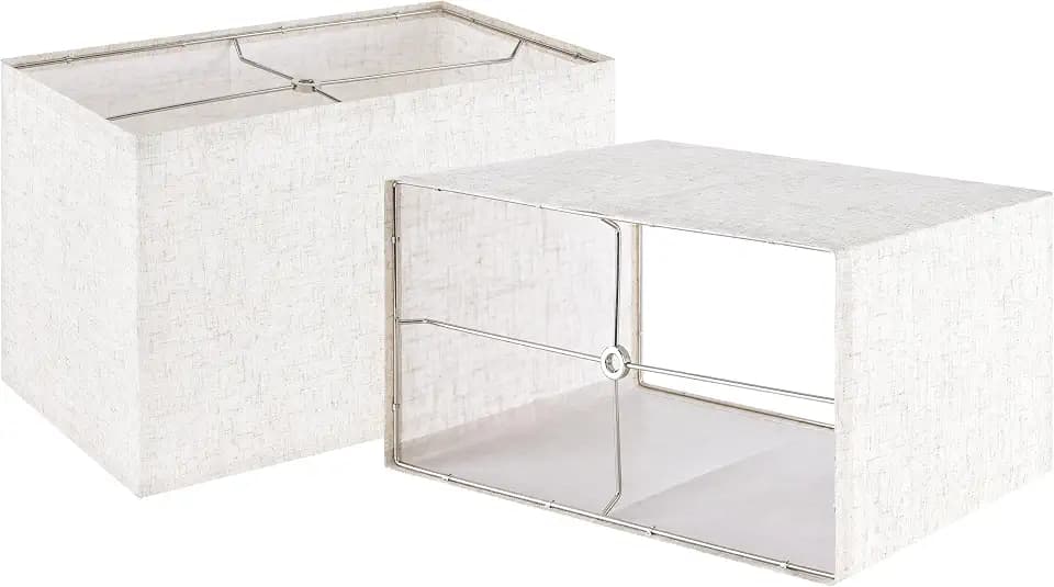 GO&SO Rectangle Lampshades Set of 2 Medium,14"L×8"W×9"H Oatmeal Linen Shade