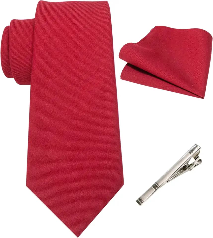 JEMYGINS Herren-Krawatte aus Baumwollmischung, Retro, mit Tasche und Krawattenklammern