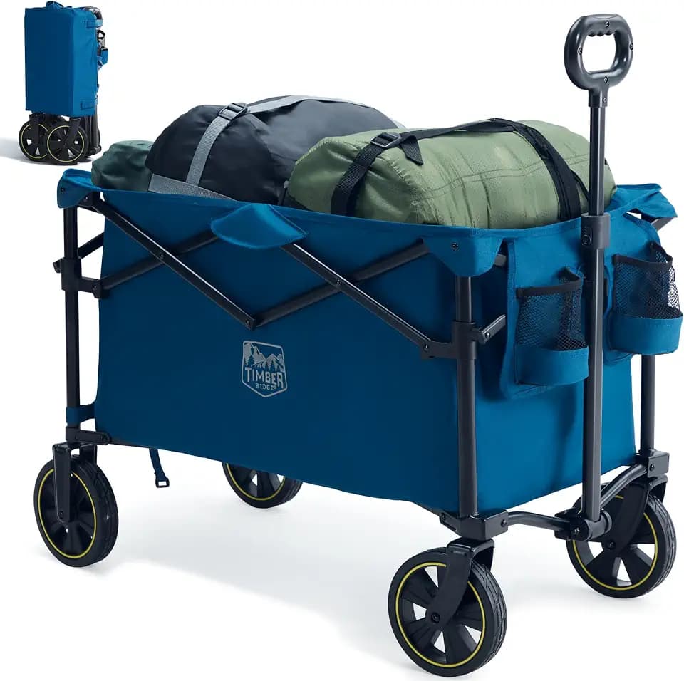 TIMBER RIDGE Bollerwagen Faltbar 200L mit Getränkehalter 150KG Belastbar