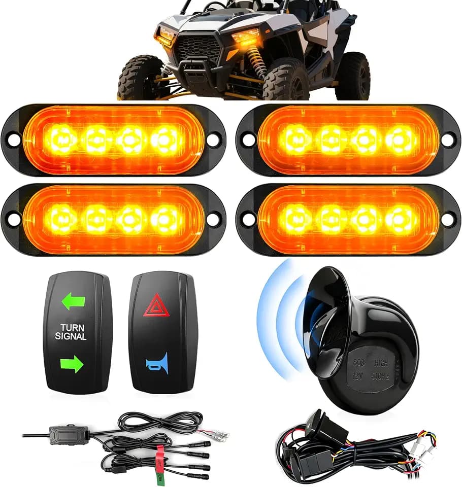 YUDE ATV SXS UTV Turn Signal Kit with 110dB Horn,Pre-Wired,Plug and Play