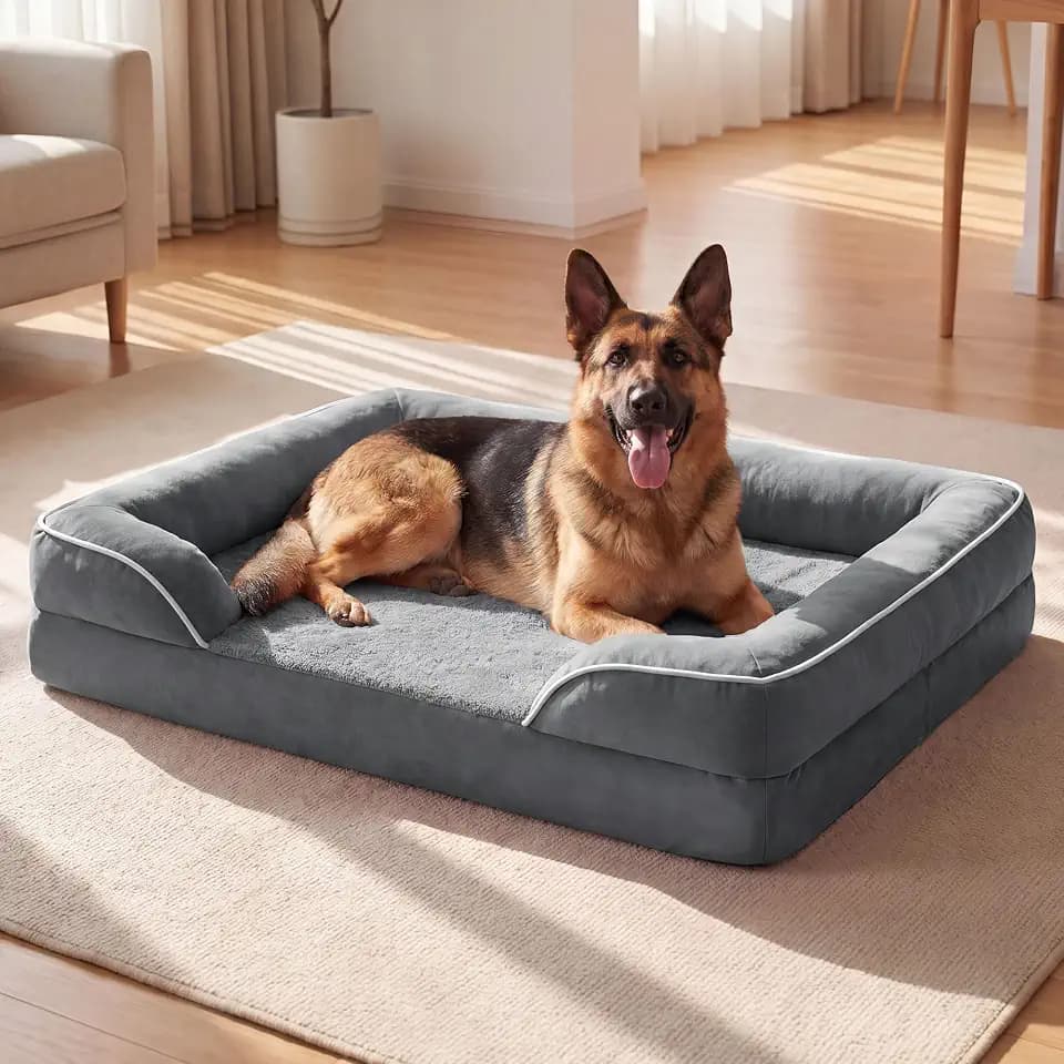 Waterproof Orthopedic Dog Bed for Extra Large Dogs with Bolster