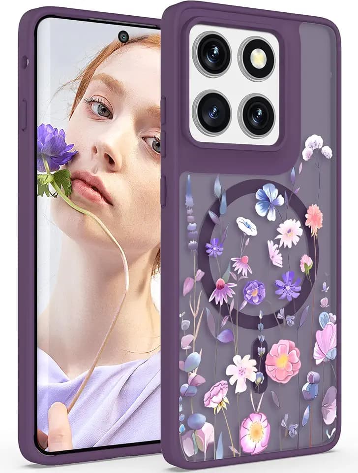 Yucenx Magnetic Translucent Flower Case for Motorola Moto Edge2026-Colorful