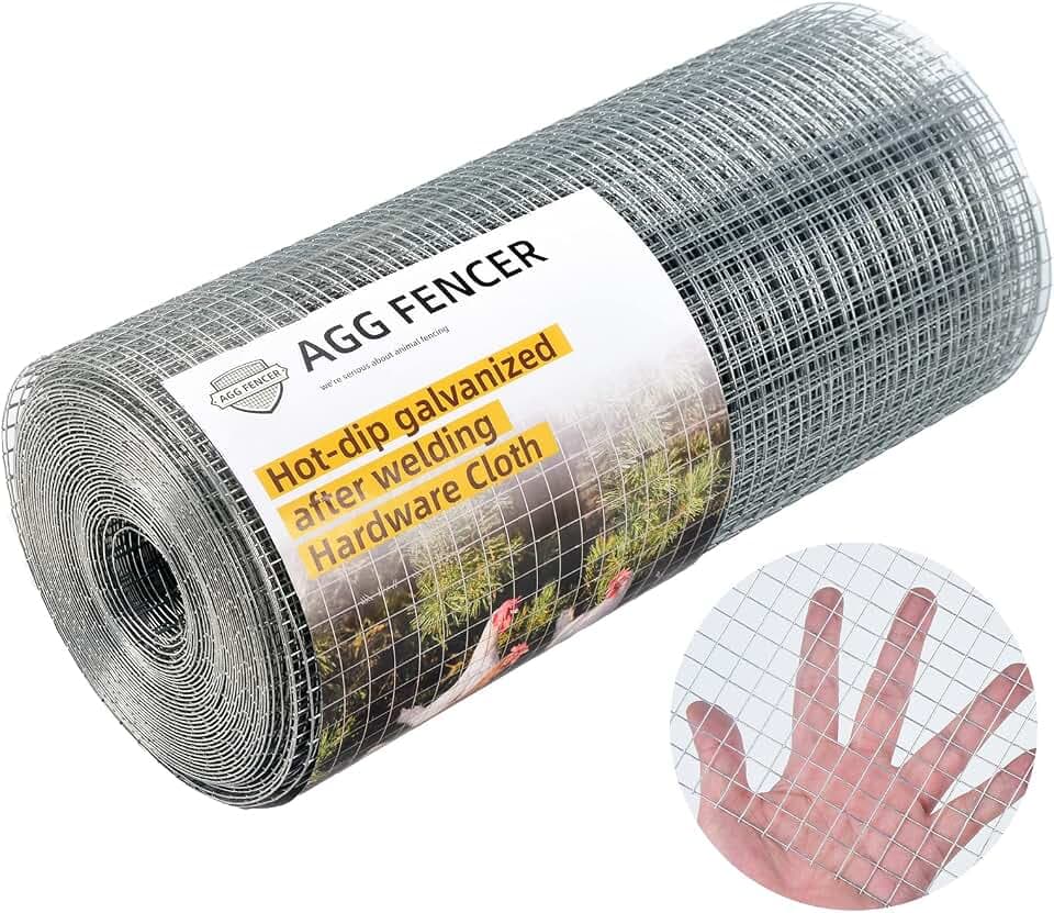 AggFencer Maschendrahtzaun 40,6 cm x 15,7 m, 1mm Drahtstärke 12,7 x 12,7mm Maschengröße verzinkt Hühnerstall, Drahtzaun, Gartenpflanze, Rollgitter, Geflügel, Tiernetz, Käfigschutz
