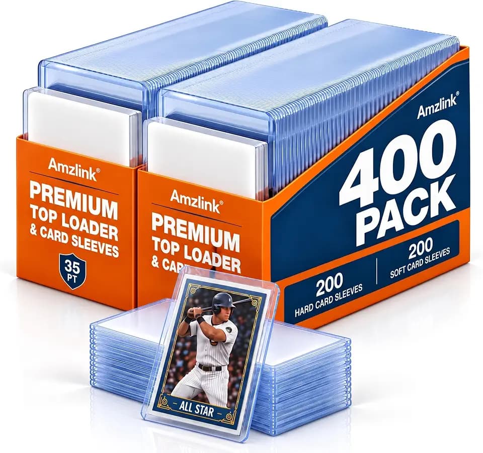 400 Card Sleeves & Toploads for Cards, 3" x 4" Baseball Card Protectors, Premium Standard Size Trading Plastic Card Holder for Sports Football Cards(200 Hard Protectors +200 Soft Sleeves)