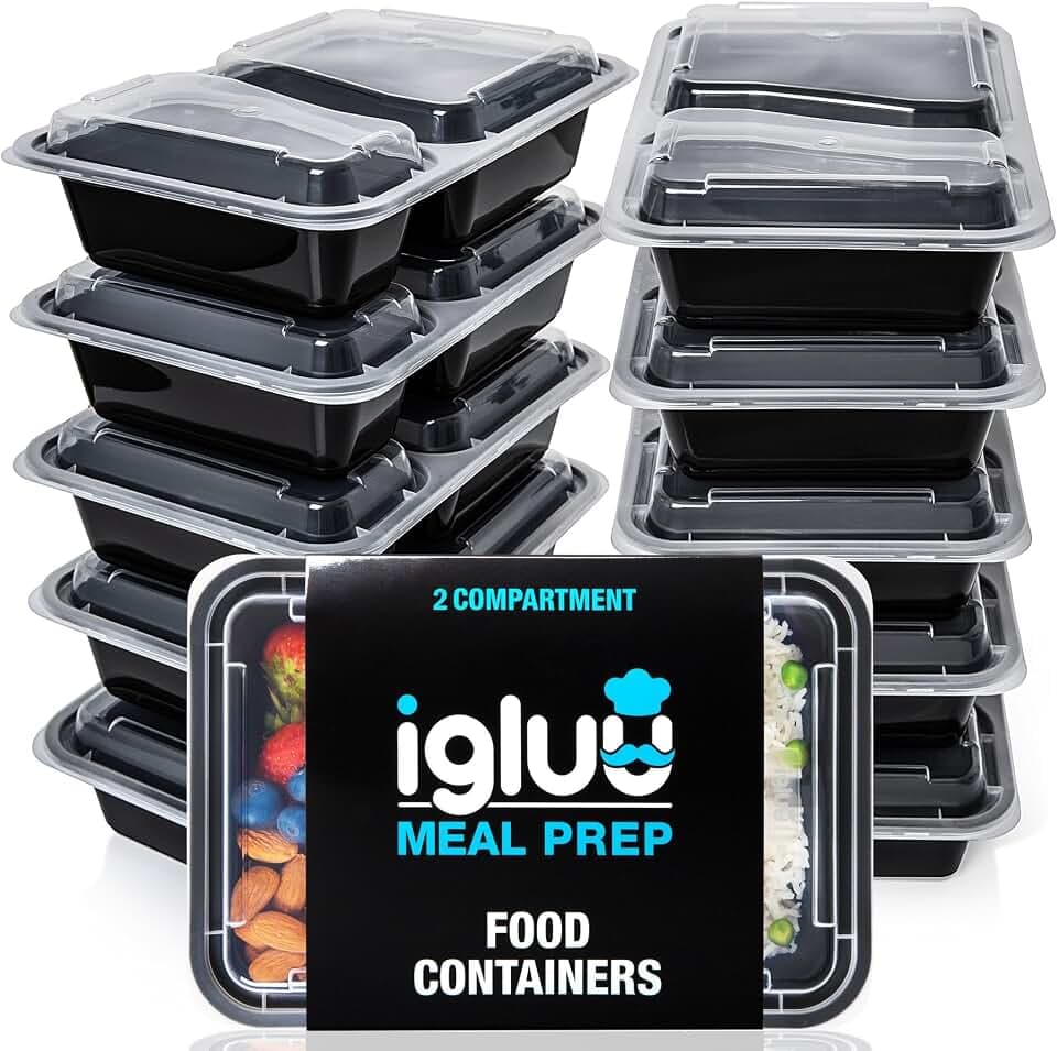 Igluu Meal Prep Boxen (10er-Pack) 2 Fächer – 887ml