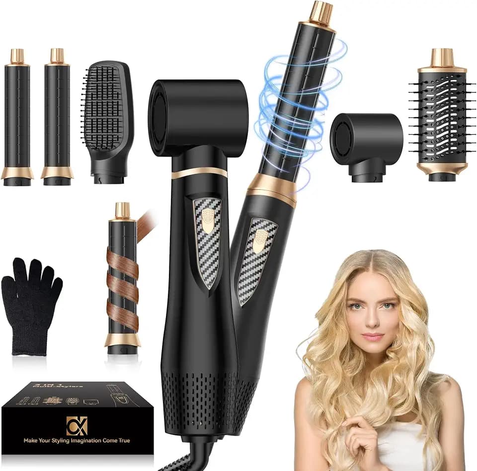 UMIGA Airstyler 5 in 1 Föhnbürste Set, Pro Ionen Hairstyler mit 32mm Warmluft-Lockenstab Wrap | 1000W Haartrockner für Volumen, Trocknen, Glätten & Locken | 3 Temperaturstufen für Alle Haartypen