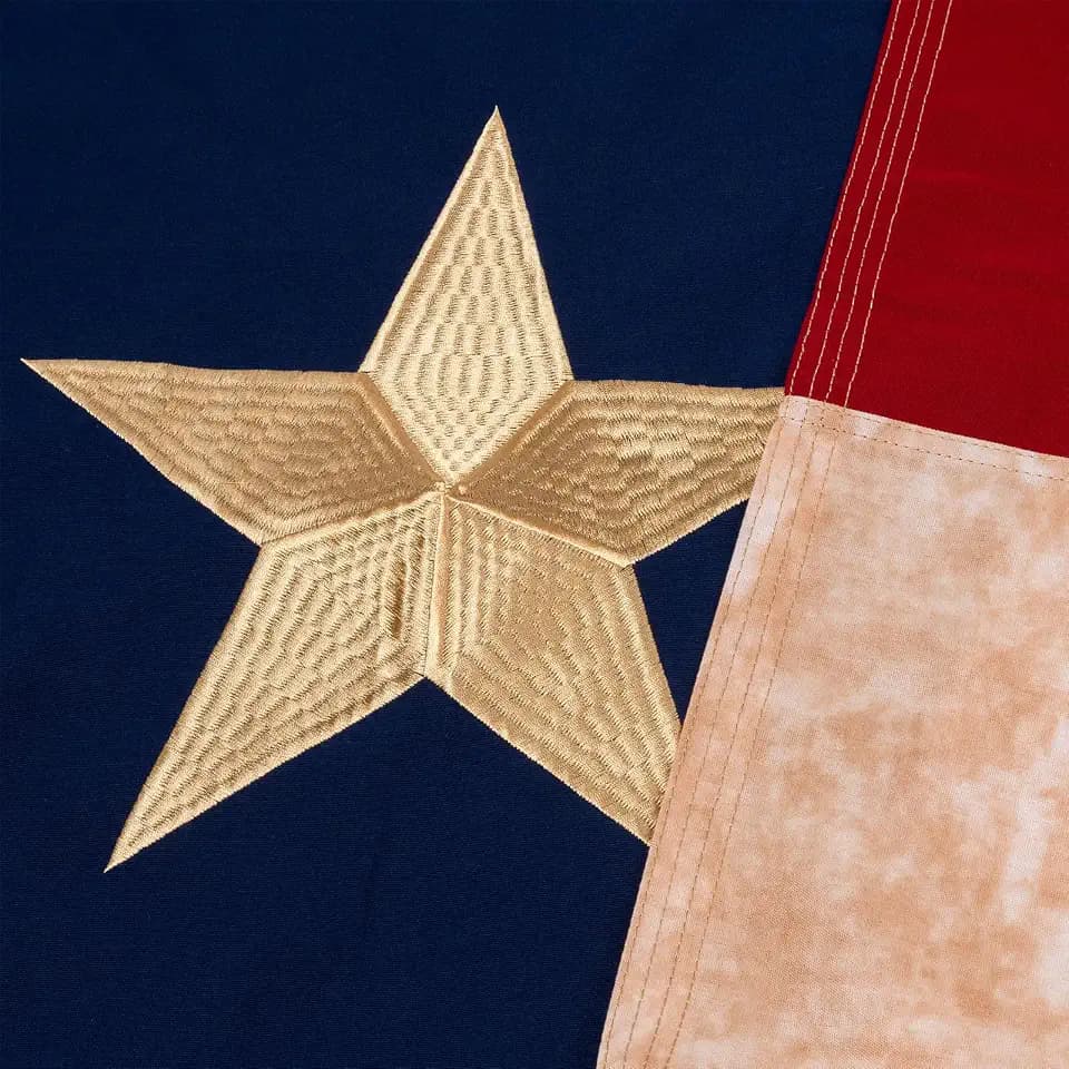 Homissor 100% Cotton Flag Texas Flag 3x5 Vintage TX State Flags Heavy Duty Outdoor Embroidered Stars Vintage Banner