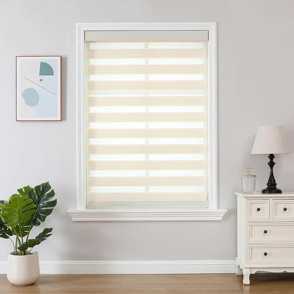 Joydeco Cordless Zebra Blinds for Windows (Pro), 31" W x 75" H, Beige