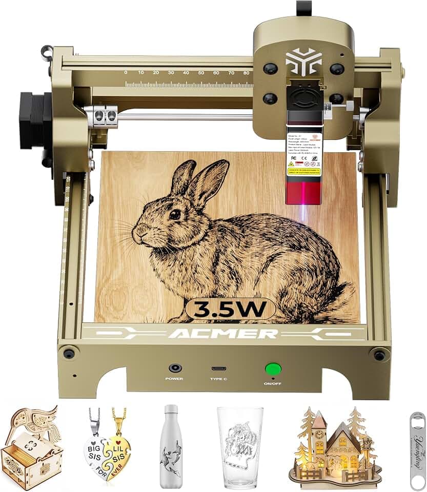 ACMER S1 Laser Engraver Machine, 3500mW Lazer Cutter for Wood and Acrylic