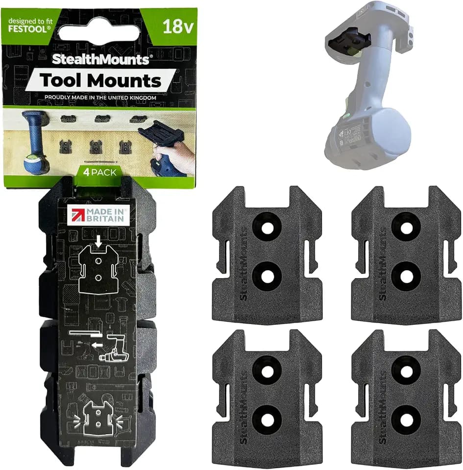 StealthMounts Tool Mounts for Festool 18v | Tool Holders for Festool 18v | 4 Pack | Made in the United Kingdom