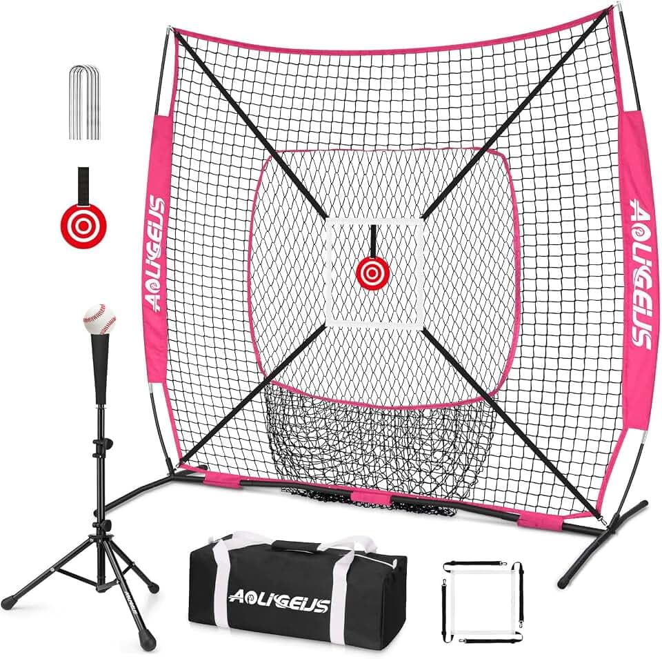6'x6' Baseball Softball Pitching Net Practice Net,Batting Tee