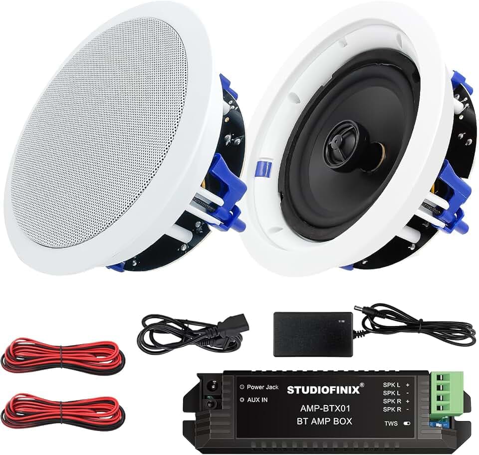 STUDIOFINIX 6,5-Zoll-Bluetooth-Ceiling-Speakers 320 W 2-Wege-Flush-Mount-In-Wall-Sprecher für zu Hause, Bad, Küche, Büro mit Full-Range-Superior-Sound