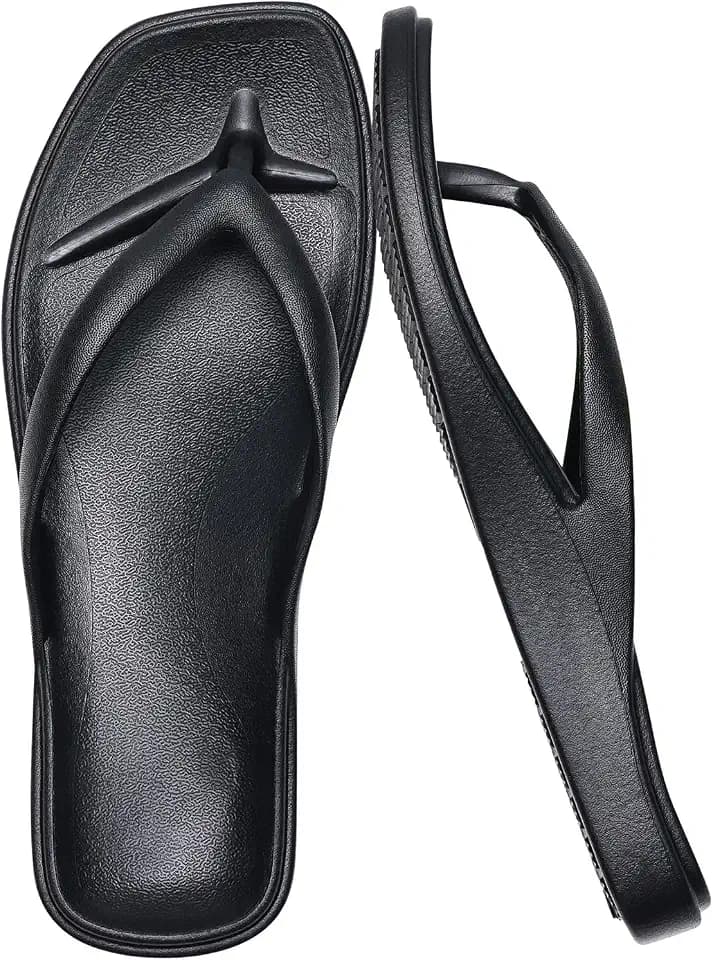 Arch Support Flip Flops for Women Square Toe Thong Sandals Comfortable Summer Beach Lightweight Flip Flops