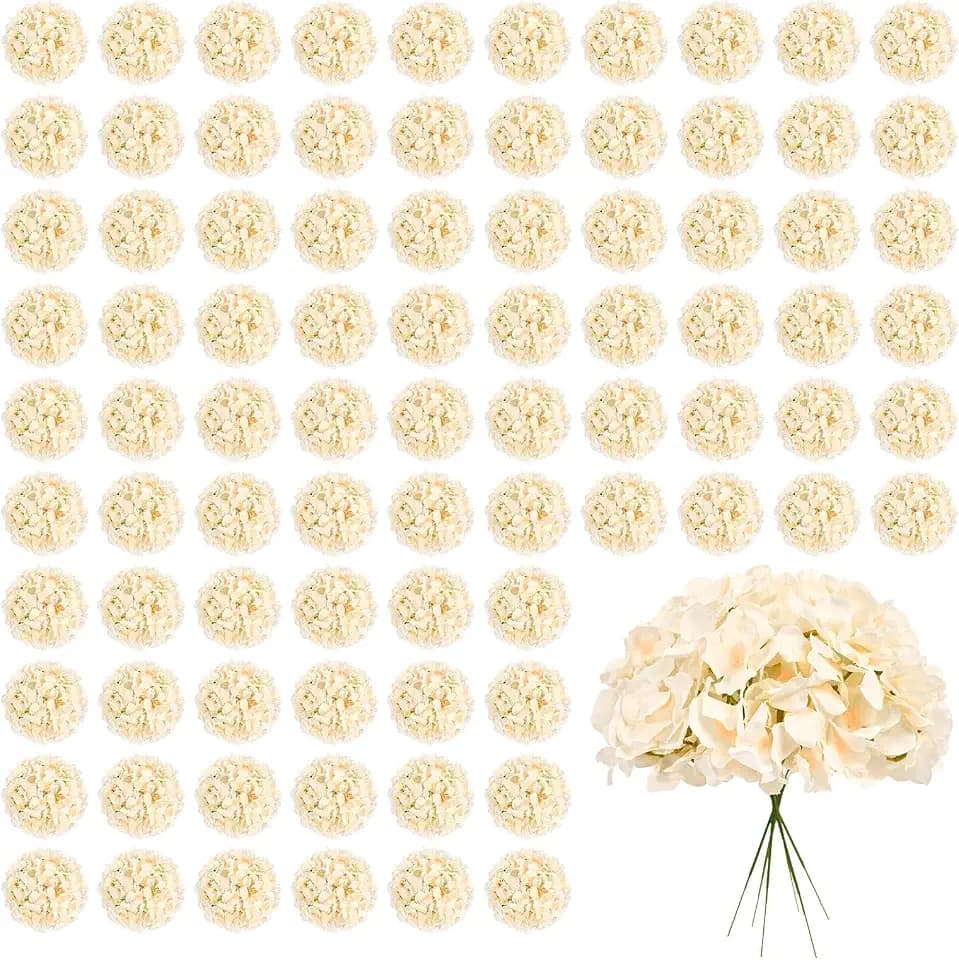 100Pcs Dark Champagne Hydrangeas Artificial Flowers,Wedding Centerpieces