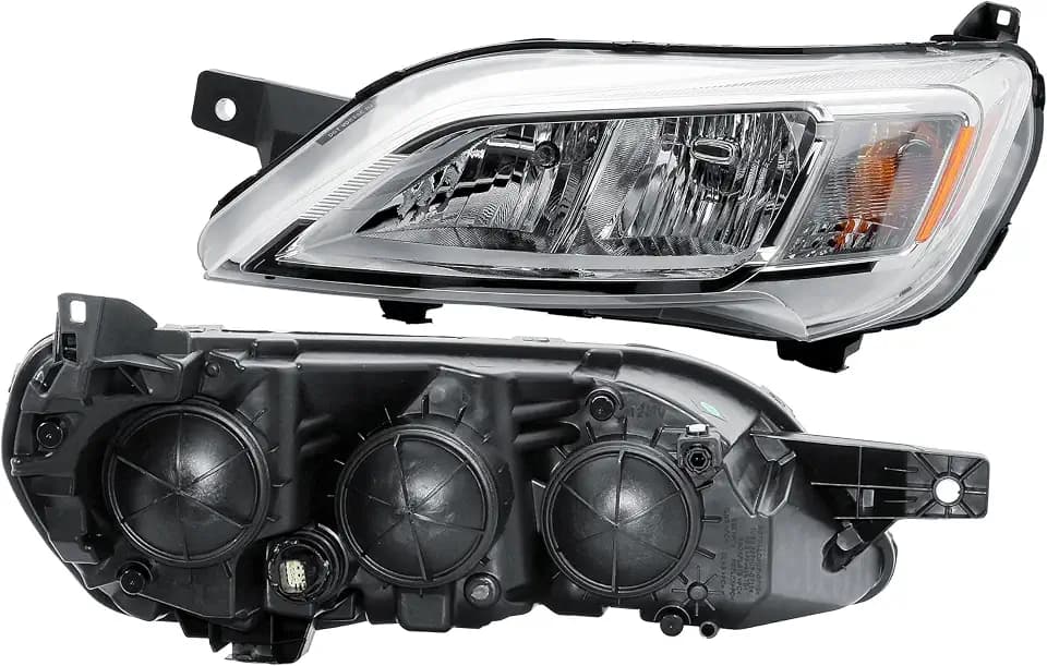 Replacement Driver Left Side Halogen Headlight Head Lamp Light Chrome Molding With Bulbs For 2023-2026 Ram Promaster 1500 2500 3500