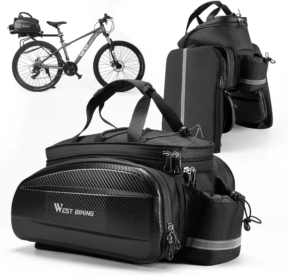 Bike Bags for Bicycles Rear Rack, 31L Panniers Bike Trunk Bags with Reflector, Rain Cover & Shoulder Strap, 3 in 1 Bicycle Rack Bag for Commuter Travel Outdoor