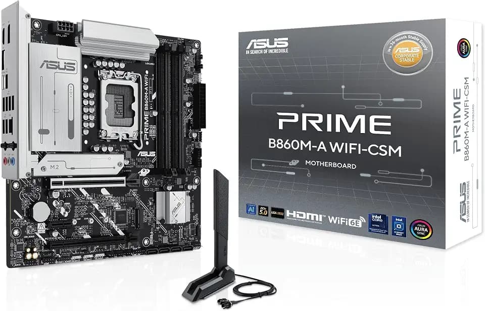 ASUS Prime B860M-A WiFi-CSM Offers DDR5, PCIe 5.0, Two M.2 Slots, Wi-Fi 6E, 2.5Gb Ethernet, USB Type-C, DisplayPort, HDMI™, and M.2 heatsink for Optimal Performance