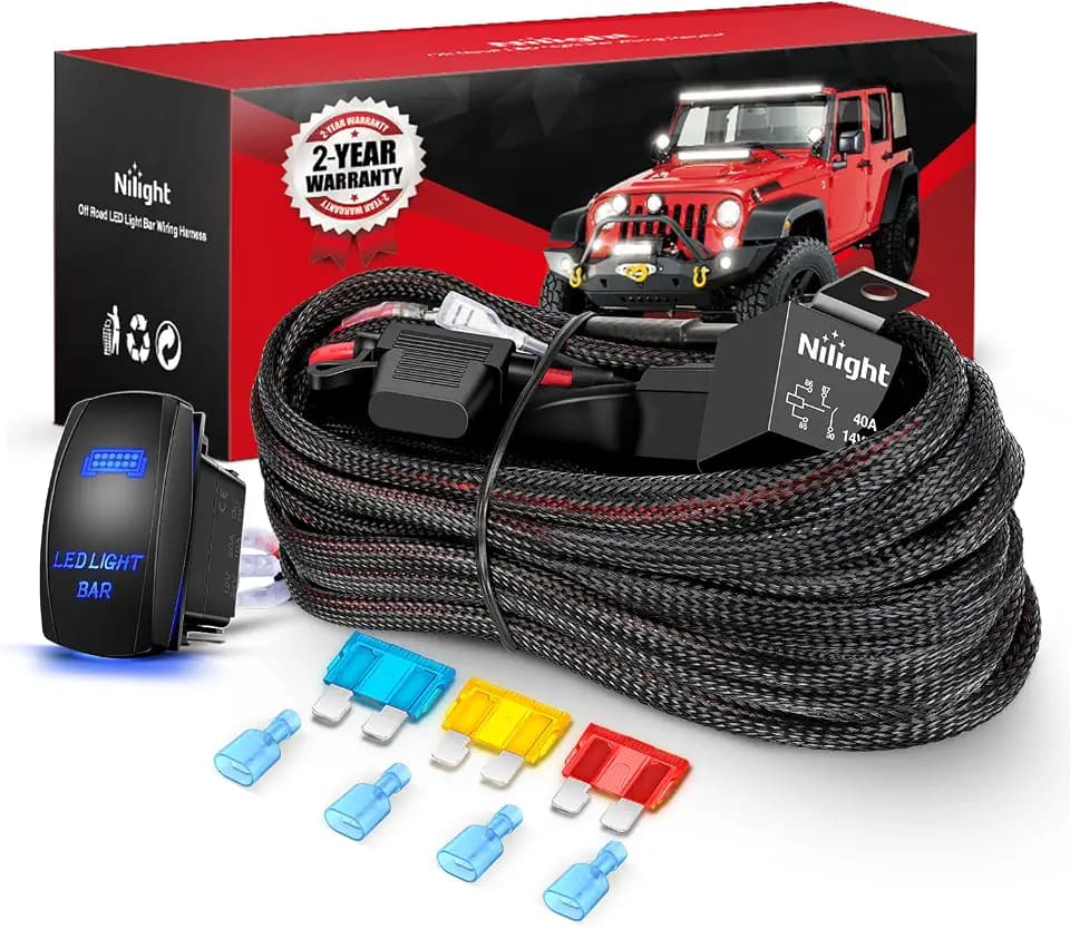 Nilight Off Road LED Light Bar Wiring Harness Kit 12 V 5 Pin Rocker Switch
