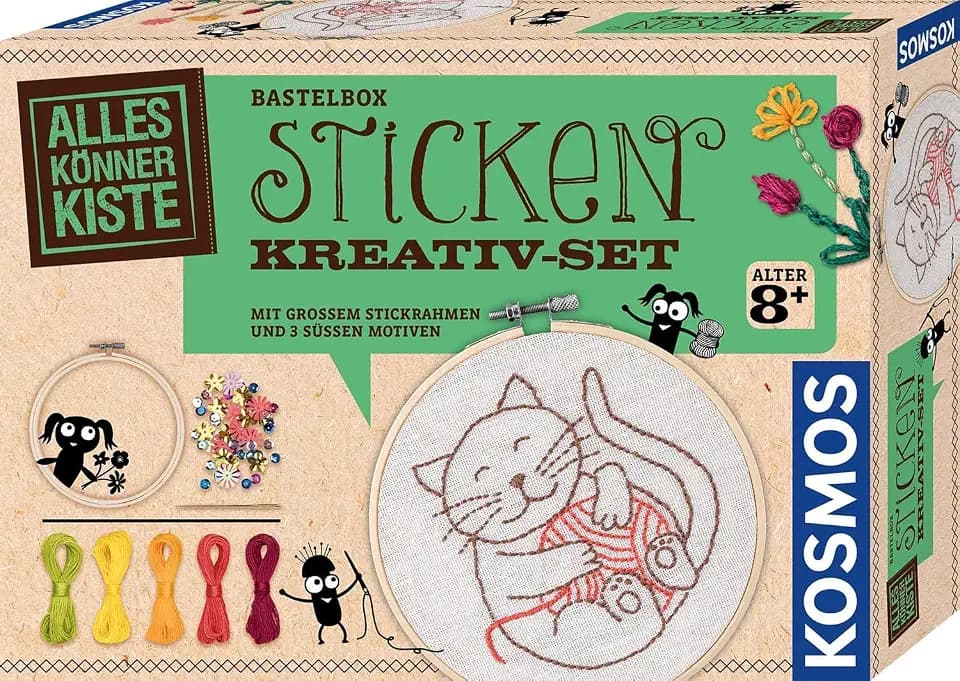 Kosmos AllesKönnerKiste Sticken Kreativ-Set, Sticken für Kinder ab 8 Jahren
