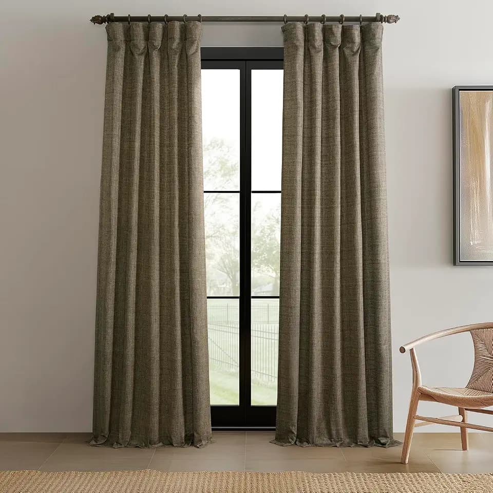 HPD Half Price Drapes - Raw Linen Weave Light Filtering Curtains for Bedroom 96 Inches Long (2 Panels) - Rod Pocket Curtains & Drapes for Living Room and Windows 1 Pair - 50 X 96, Dark Grey
