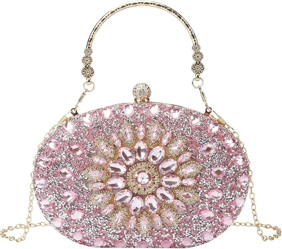 Suhatjia Rhinestone Evening Clutch Purses for Women Evening Weddings,Party Purses Crystal Diamond Glitter Sparkly Handbag