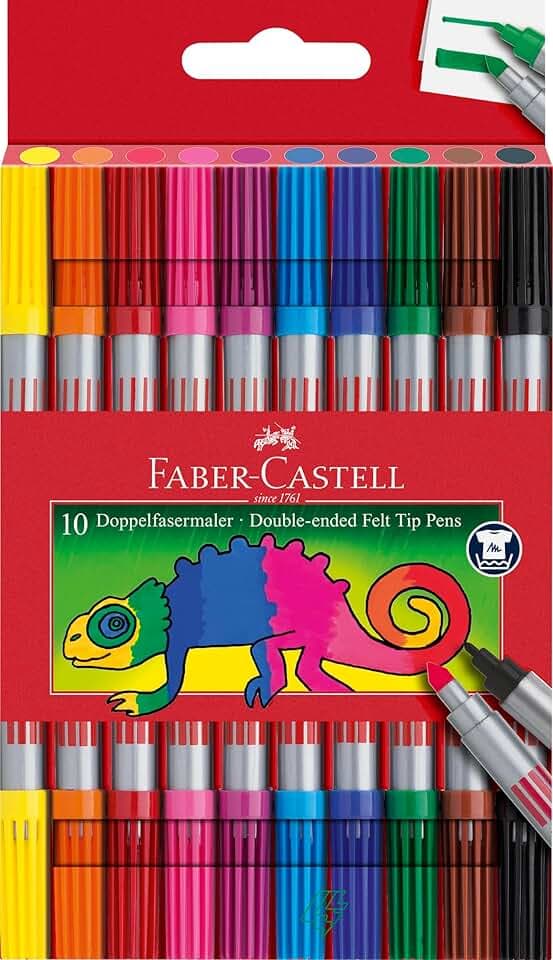FABER-CASTELL - Filzstifte Set, 10 Doppelfasermaler | Mit feiner und breiter Spitze - Malstifte für Kinder und Erwachsene