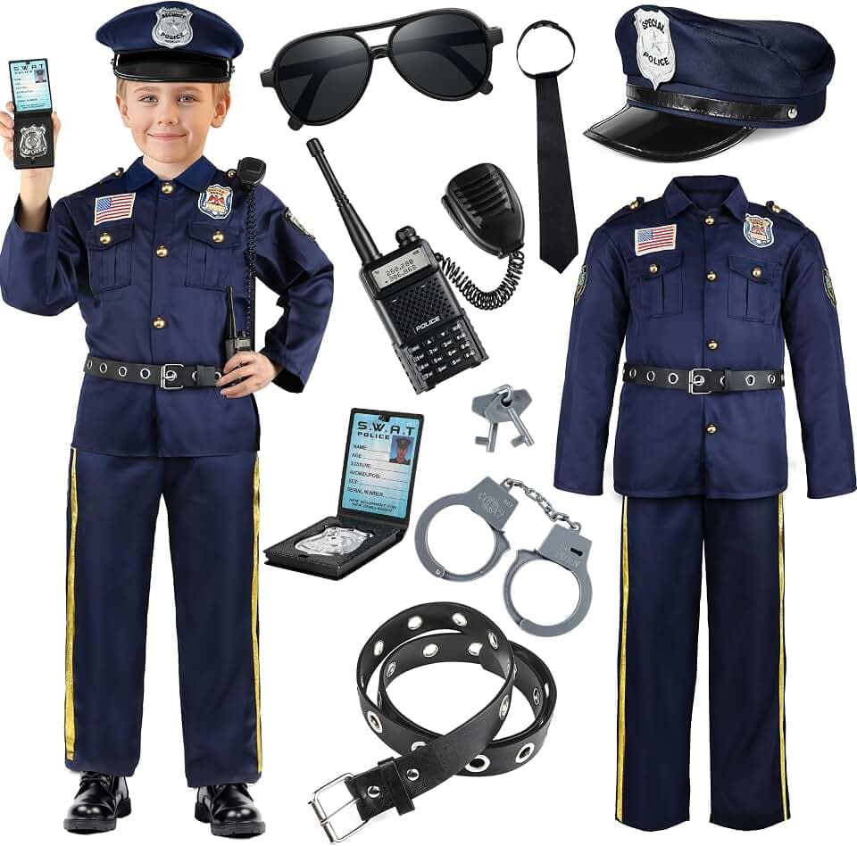 Joycover Halloween Police Costume for Kids Boys, Officer Cop Outfit Set