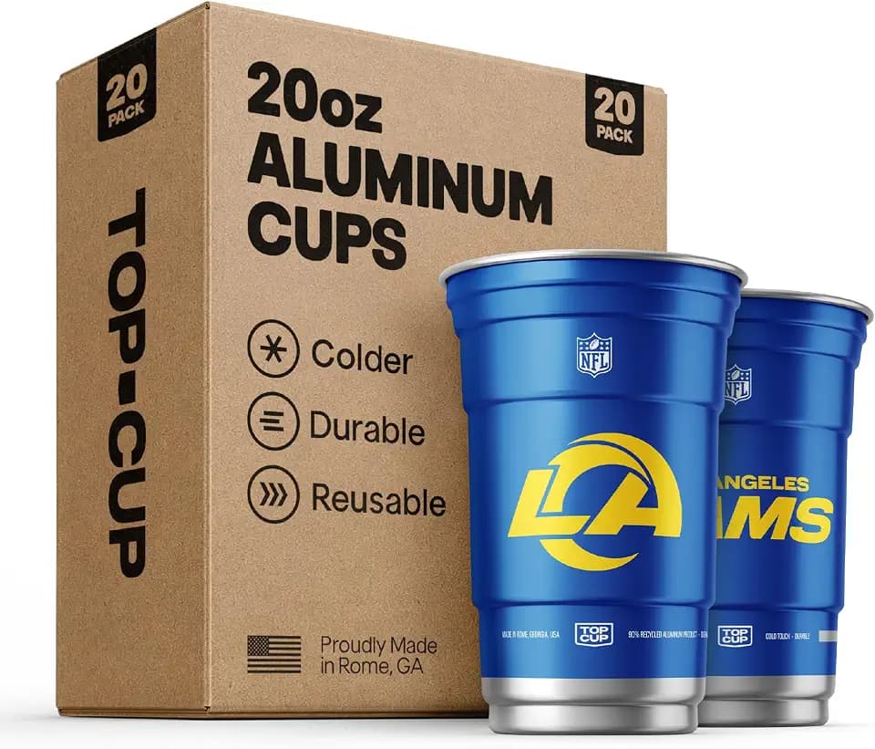 Top Cup NFL Los Angeles Rams Aluminum Party Cups, 20oz, 20 Count