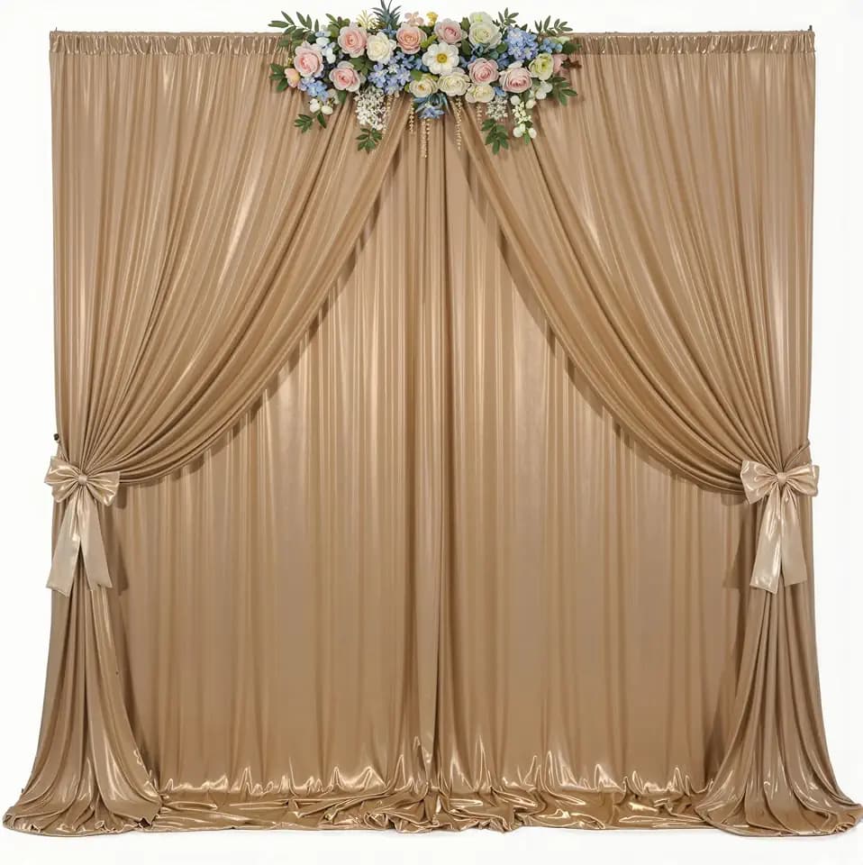 10x10ft Champagne Glitter Sequin Photo Backdrop Curtain for Parties