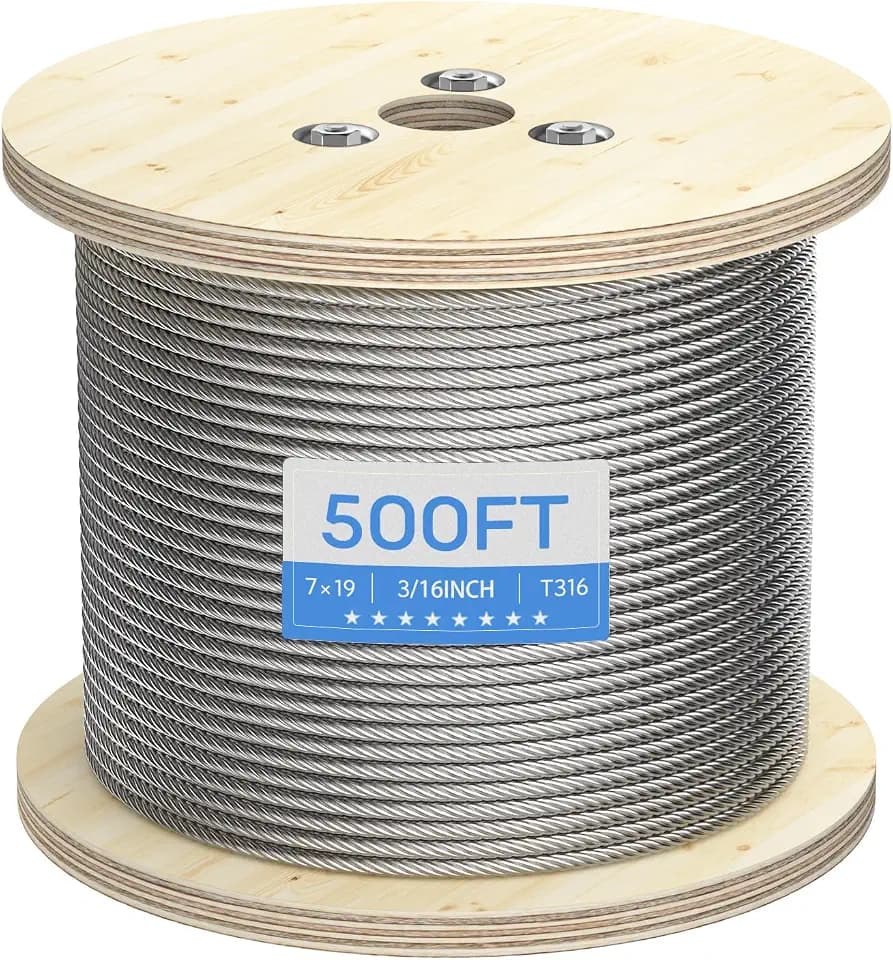 BLIKA 500FT 3/16" Stainless Steel Cable, T316 Marine Grade