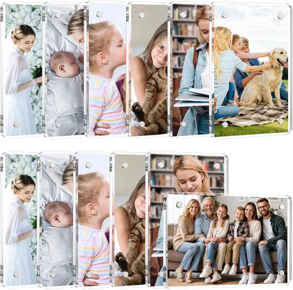 12 Pack Magnetic Photo Frames for Refrigerator 4x6" Magnetic Picture Frame