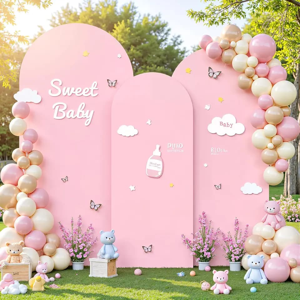 Pink Arch Cover 3 Set - 6.6FT, 7.2FT, 8FT Pink Arch Backdrop Cover Spandex Wedding Arch Stand Covers for Birthday Party Baby Shower Girls Bridal Shower Wedding Banquet Photo Background Decorations