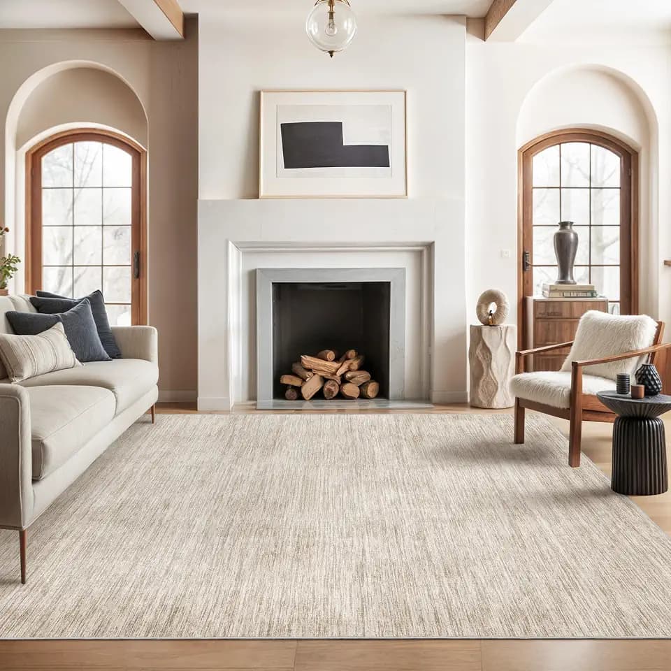 Valenrug 8x10 Area Rugs for Living Room, Large Washable Rug Non Slip, Brown