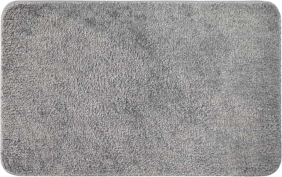 MIULEE Badezimmerteppich Badematte rutschfest Waschbar Grau 60x90 cm