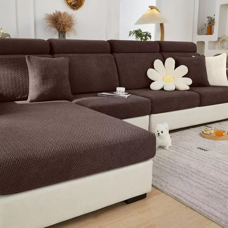 Sofa Covers Couch Covers for Sofa Pet Friendly Couch Cushion Covers Universal Sofa Covers Washable Stretch Slipcovers for Sectional Sofa (Texture Brown, Extra Large Single Seat Cover)