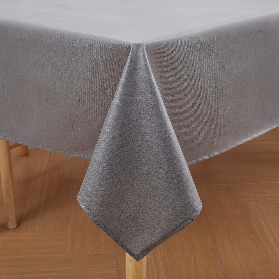 Homaxy Leinenoptik Tischdecke Abwaschbar Lotuseffekt Eckig 140 x 200 cm Tischtuch Leinendecke Wasserabweisend Tafeldecke Tischwäsche Fleckschutz, Dunkelgrau