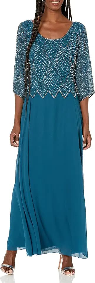 J Kara Women's 3/4 Sleeve Beaded Dress